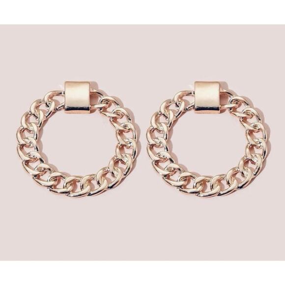 Gold Chain Link Circle Earrings - Picture 1 of 1